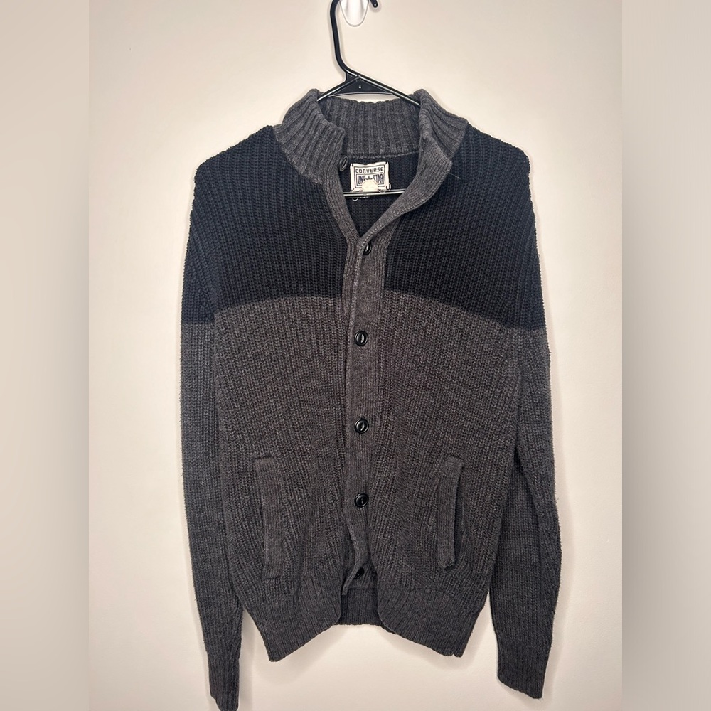 Vintage Converse Black Button Sweater Size Small